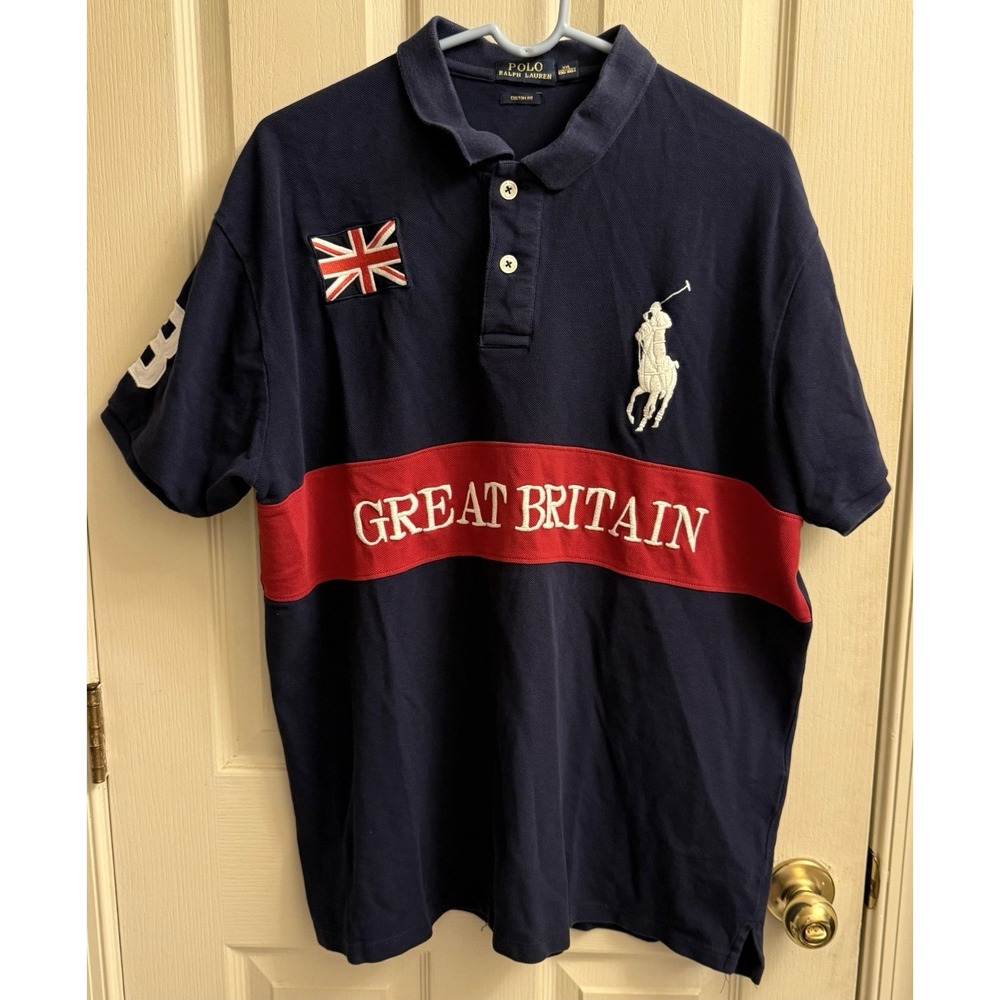 Vintage Polo Ralph Lauren Great Britain #3 Big Pony Polo Shirt Men's XXL